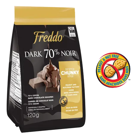 Gluten-Free Chocolate Squares 70% Dark Cocoa Chunky Style 120 g