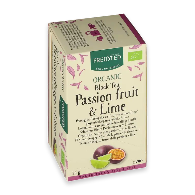 Svart te Passionsfrukt & lime 16-pack Eko