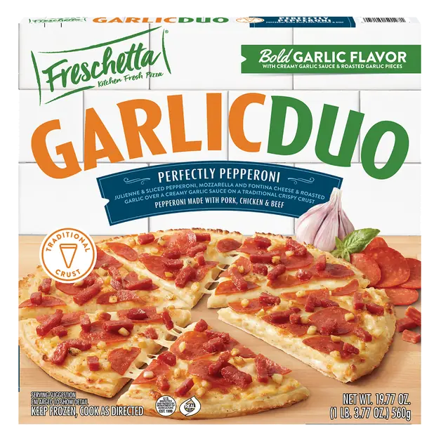 Garlic Duo Perfectly Pepperoni Traditional Crust Pizza Frozen