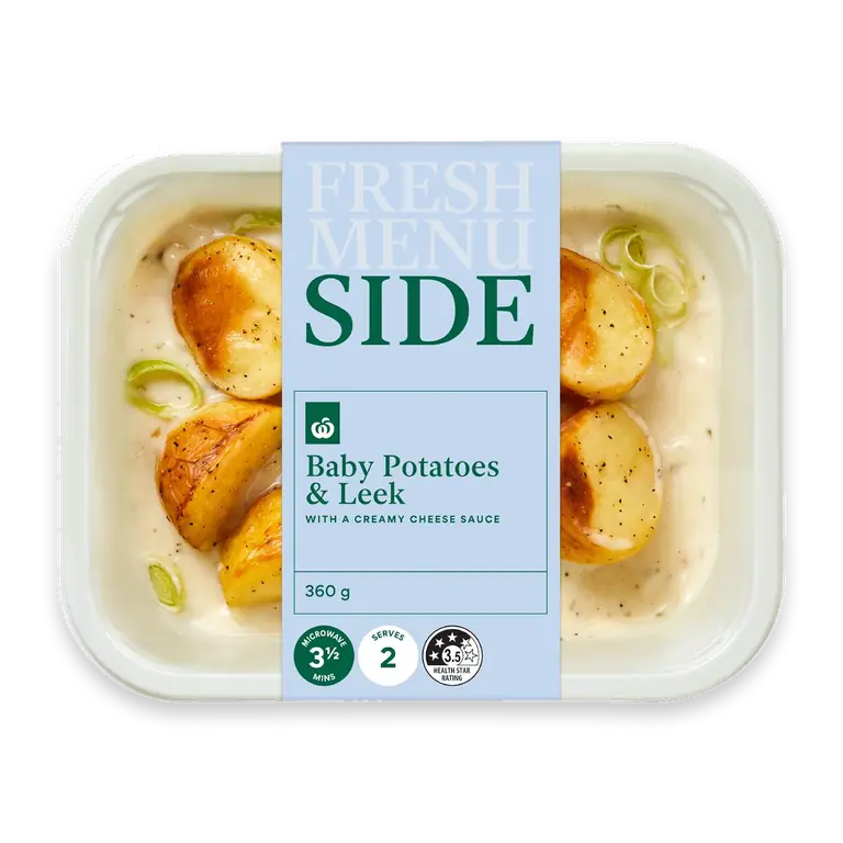 Baby Potatoes & Leek With Cheese Sauce