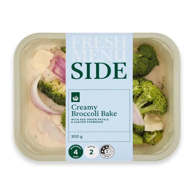 Creamy Broccoli Bake With Red Onion & Parmesan