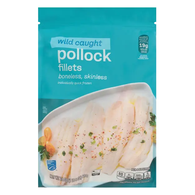 Wild Caught Boneless Skinless Pollock Fillets Frozen