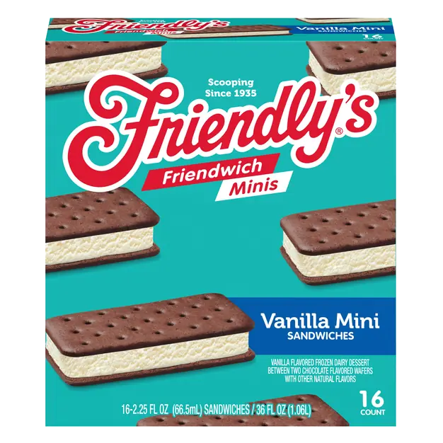 Friendwich Minis Vanilla Frozen Dairy Dessert Sandwiches - 16ct