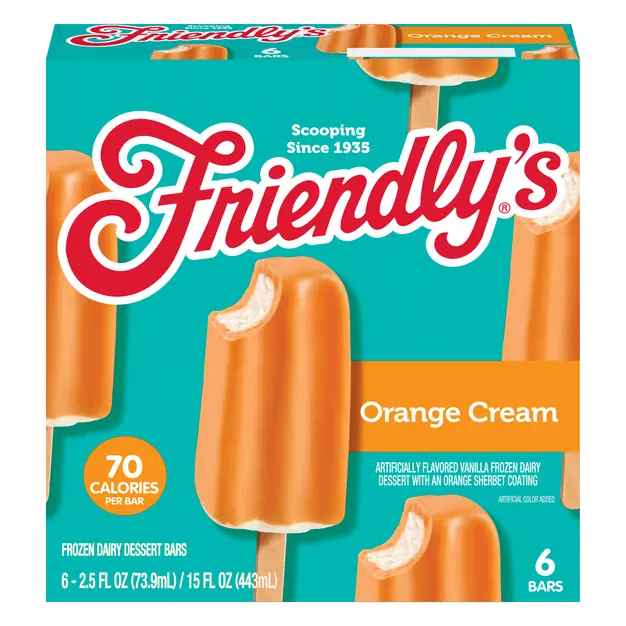 Orange Cream Frozen Dairy Dessert Bars - 6 ct