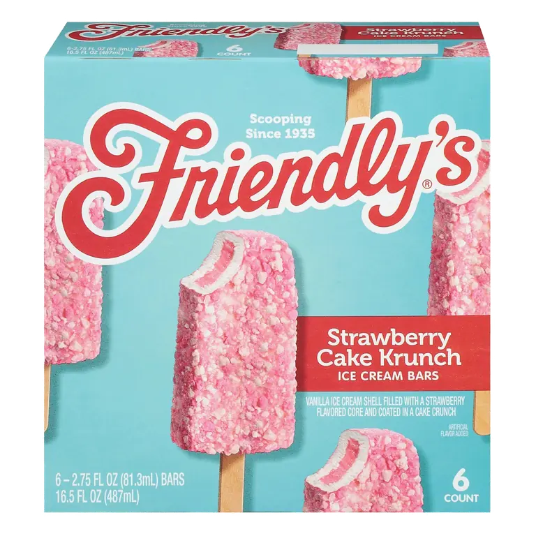 Strawberry Cake Krunch Ice Cream Bar, Vanilla; Strawberry