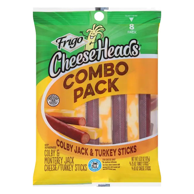 Cheese Heads Combo Pack Colby Jack & Turkey Sticks - 8 ct