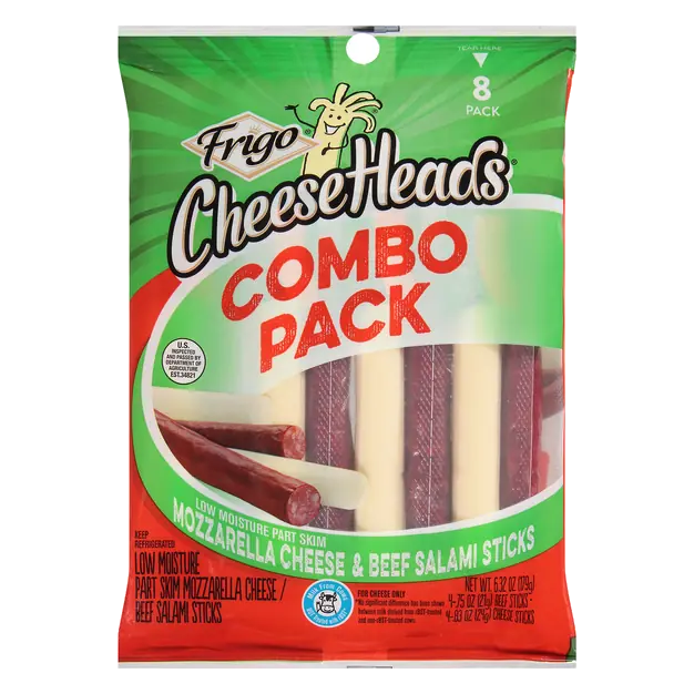 Cheese Heads Combo Pack Mozzarella & Beef Salami Sticks - 8 ct