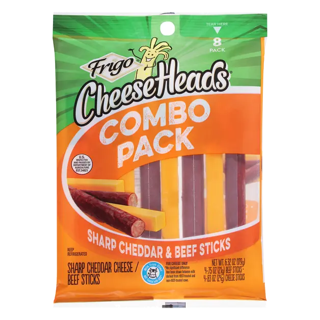 Cheese Heads Combo Pack Sharp Cheddar & Beef Sticks - 8 ct