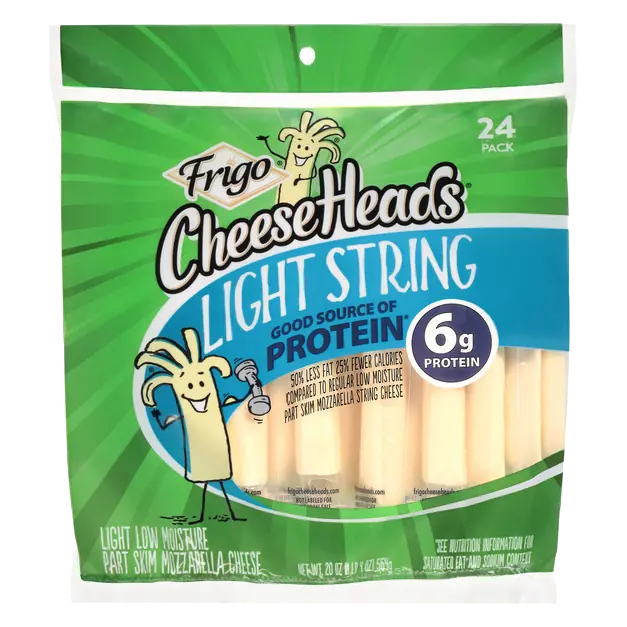 Cheese Heads Light Mozzarella String Cheese - 24 ct