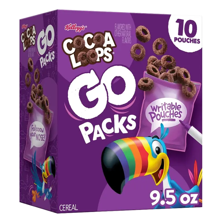 Kellogg's Froot Loops Cocoa Loops Go Packs Breakfast Cereal, 9.5oz/10ct