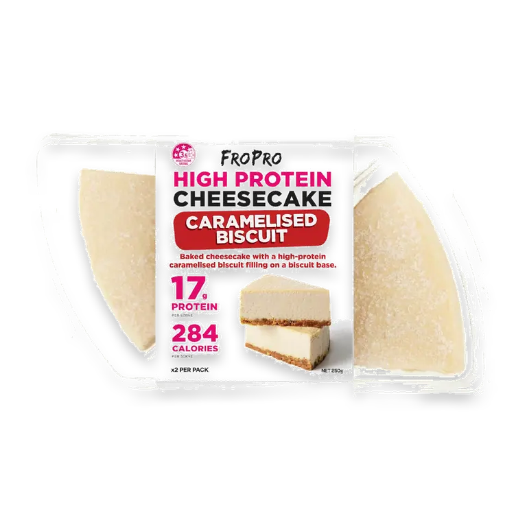 High Protein Cheesecake Caramalised Biscuit