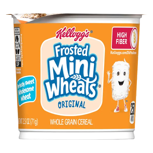 Kellogg's Frosted Mini Wheats Original High Fiber Whole Grain Cereal Cup