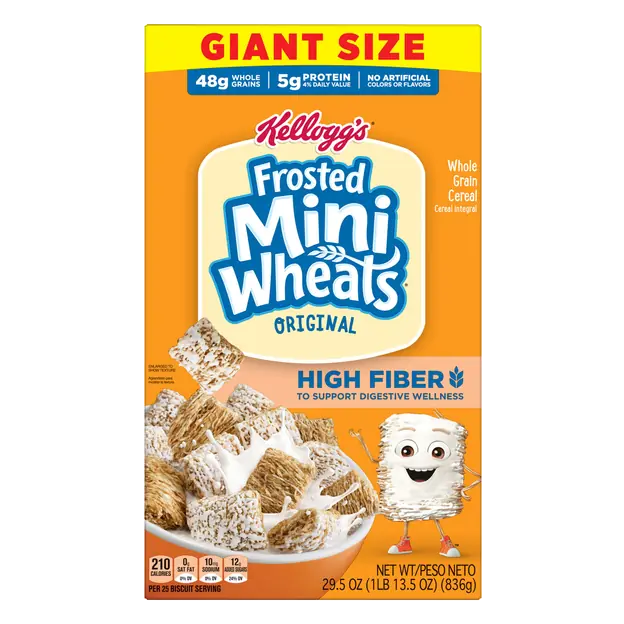 Kellogg's Frosted Mini Wheats Original High Fiber Whole Grain Cereal Giant