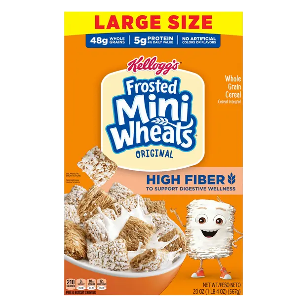 Kellogg's Frosted Mini Wheats Original High Fiber Whole Grain Cereal Large