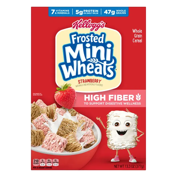 Kellogg's Frosted Mini Wheats Strawberry High Fiber Whole Grain Cereal
