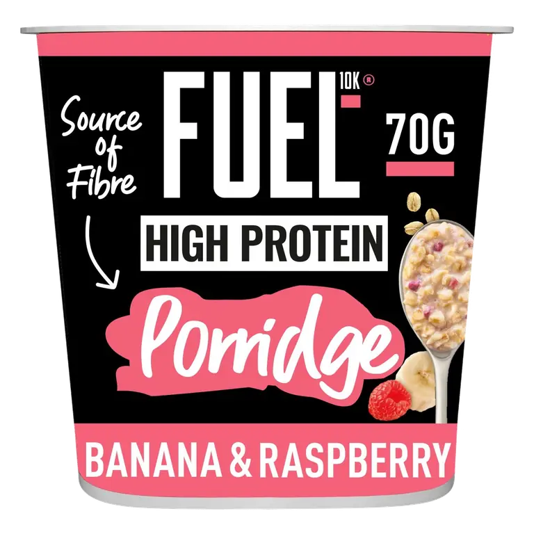 High Protein Banana & Raspberry Porridge Oat Cereal Pot 70g