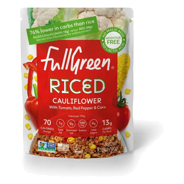 FullGreen Riced Cauliflower with Tomato Red Pepper & Corn, 6.7oz