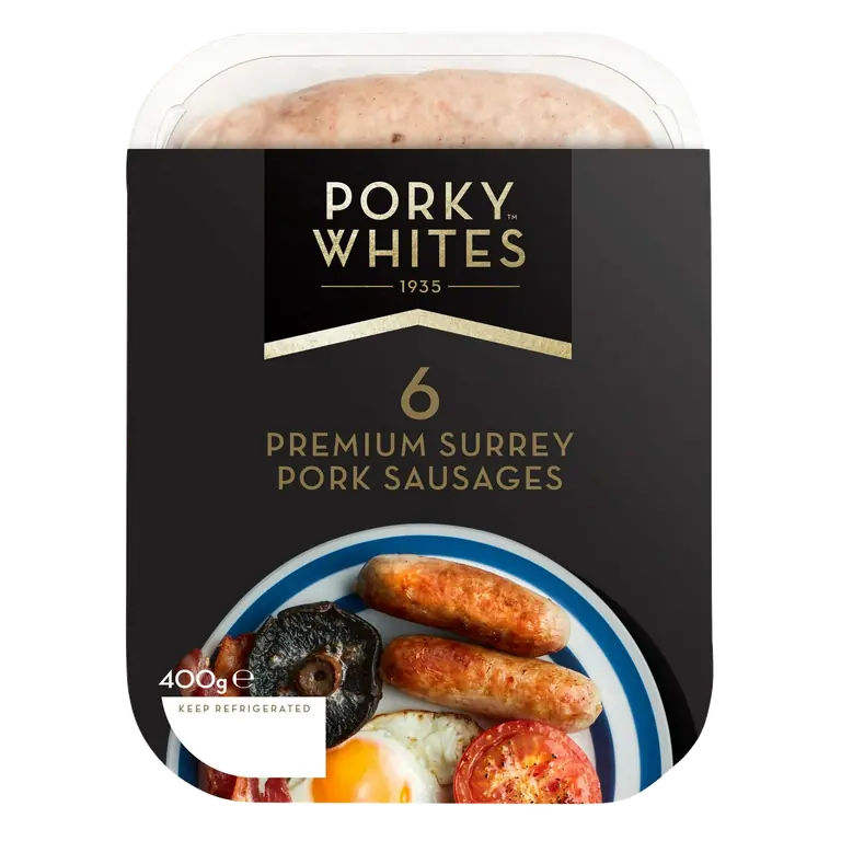 Porky Whites Surreys Premium British Pork Sausages x6 400g