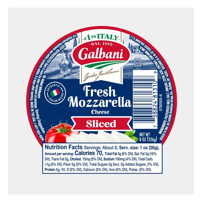 Sliced Fresh Mozzarella Cheese