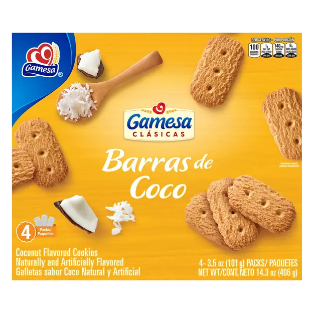 Barras de Coco Cookies Coconut Packs - 4 ct
