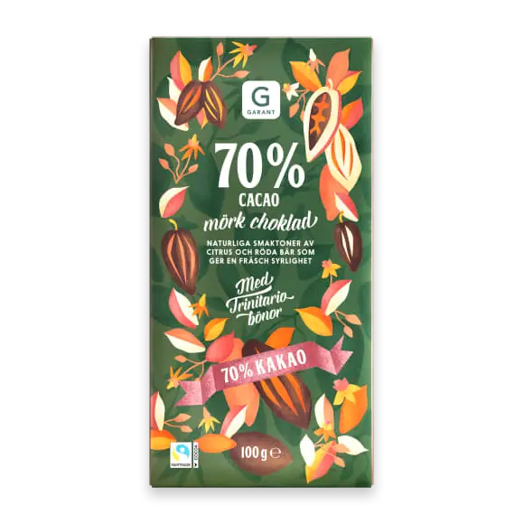 70% Cacao Mörk Choklad Trinitario Bönor