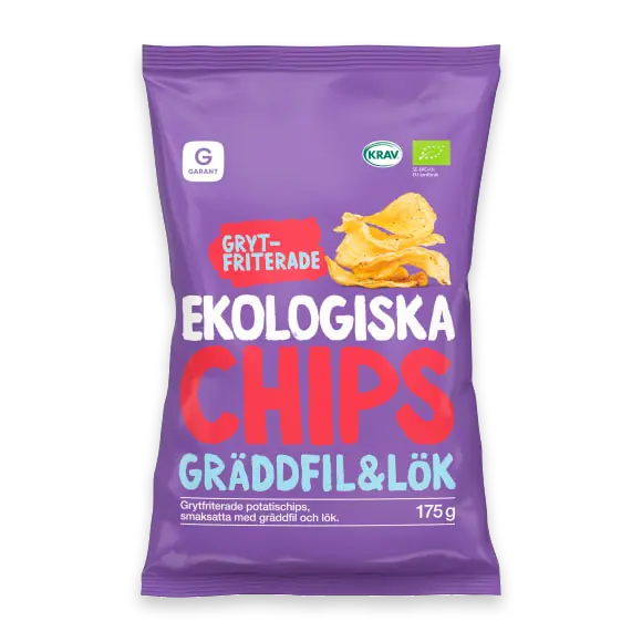 Gräddfil Lök Grytfriterad Chips Ekologiska