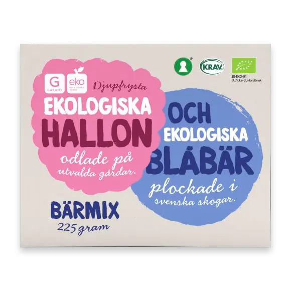 Hallon Blåbär Bärmix Ekologiska Frysta