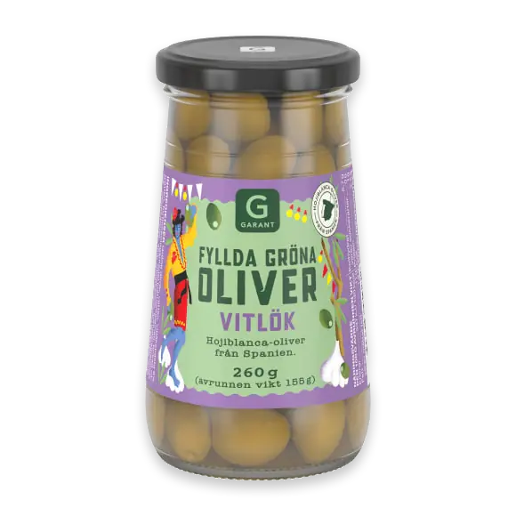 Gröna Oliver med Vitlök