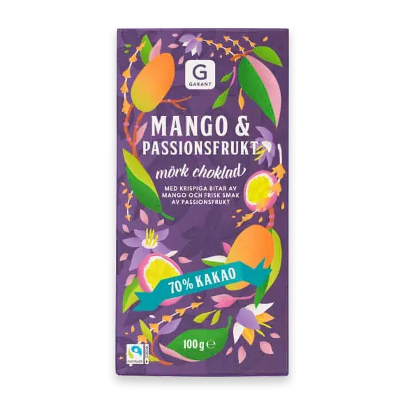 Mango& Passion Mörk Choklad 70% Cacao