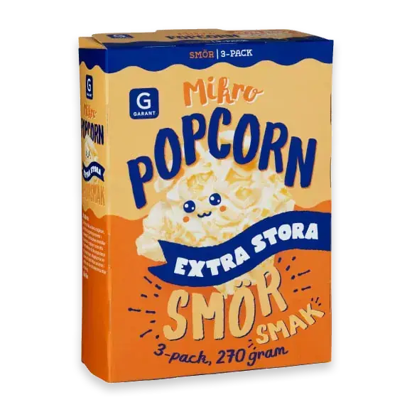 Mikropopcorn Extra Stora Smör 3-pack