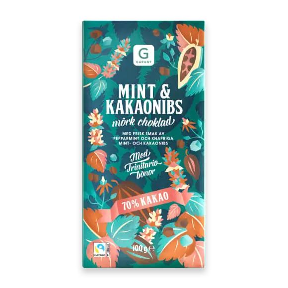 Mint&kakaonibs Mörk Choklad 70% Kakao