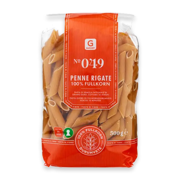 Penne Rigate Fullkorn Pasta