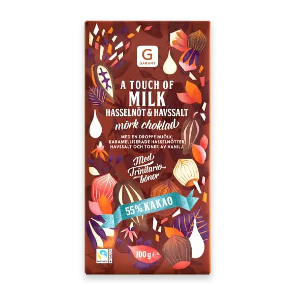 Touch Of Milk Hasselnöt Havssalt 55% Kakao