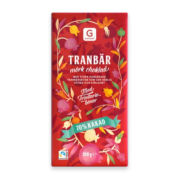 Tranbär Mörk Choklad 70% Kakao