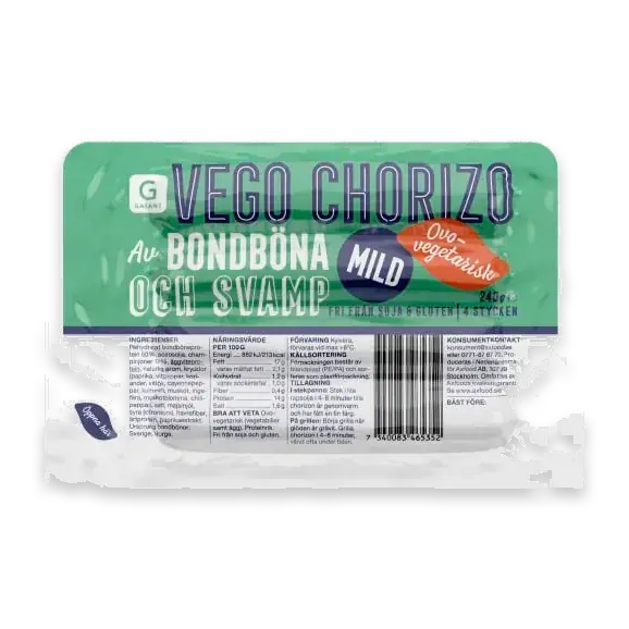 Vego Chorizo Bonböna Och Svamp Ovo-vegetarisk