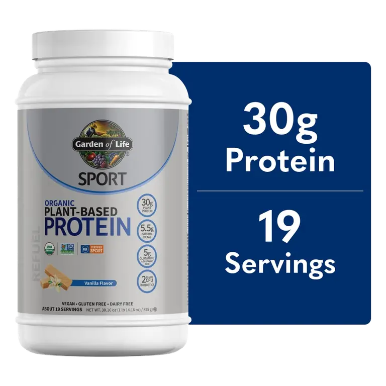 Organic Plant-Based Protein 30 G, Natural Bcaas 5.5 G, Glutamine & Glutamic Acid 5 G, Probiotics 2 Billion Cfu Powder, Vanilla
