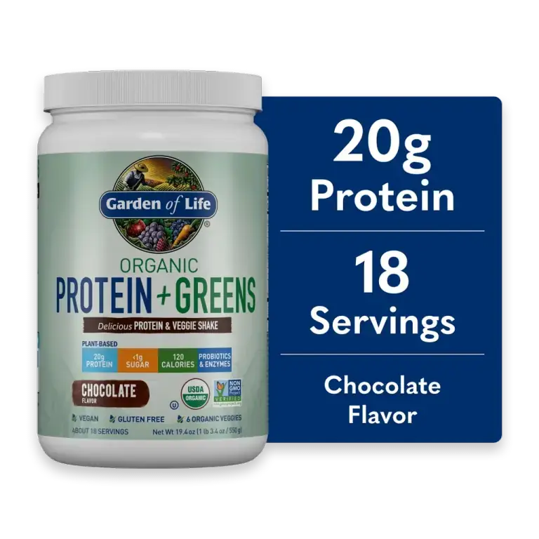 Organic Protein & Greens 20g Vegan Protein + 6 Veggies Chocolate Powder