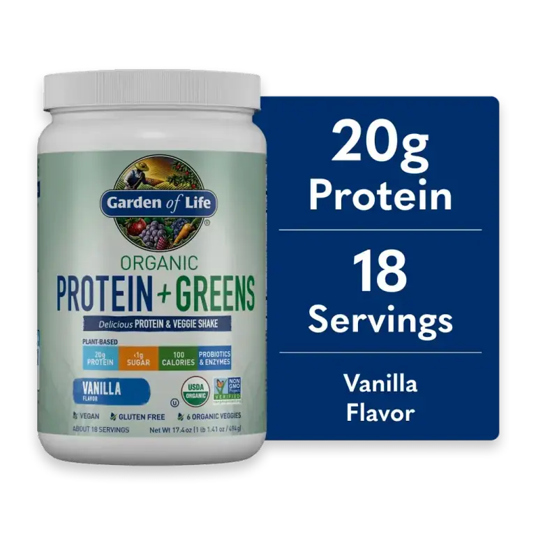 Organic Protein & Greens 20g Vegan Protein + 6 Veggies Vanilla Powder