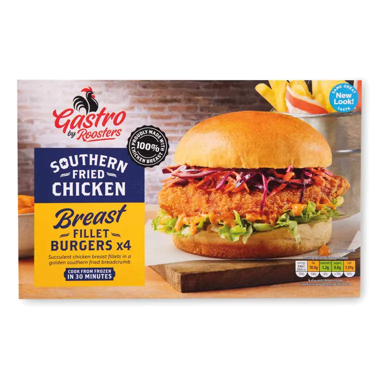 Southern Fried Chicken Breast Fillet Burgers 4 Pack
