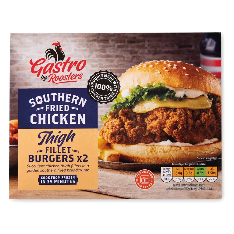 Southern Fried Chicken Thigh Fillet Burgers 2 Pack
