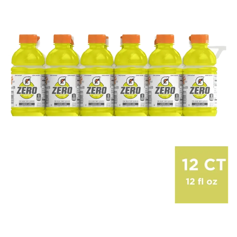 Gatorade G Zero Lemon Lime Sports Drink, 12pk/12 fl oz Bottles: Non-Caffeinated
