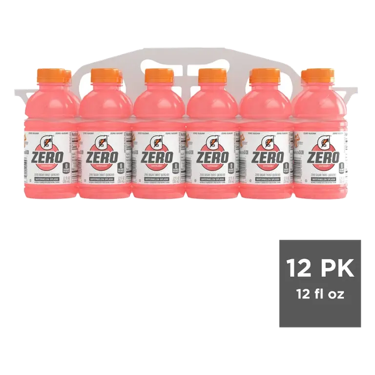 Gatorade G Zero Watermelon Splash Sports Drink, 12pk/12 fl oz Bottles: Sugar-Free, Non-Caffeinated
