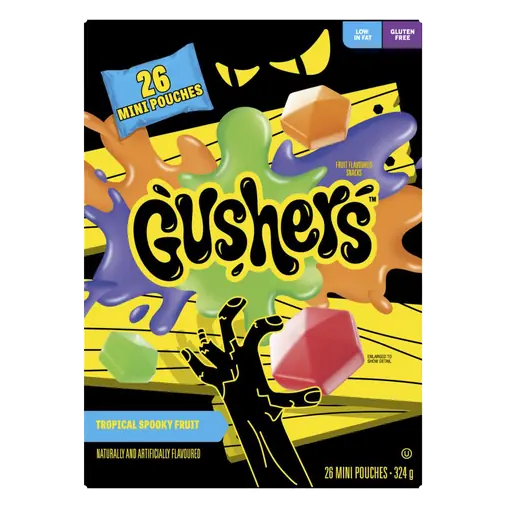 Gushers Fruit Flavoured Snacks Tropical Spooky Fruit 26 Mini Pouches 324 g