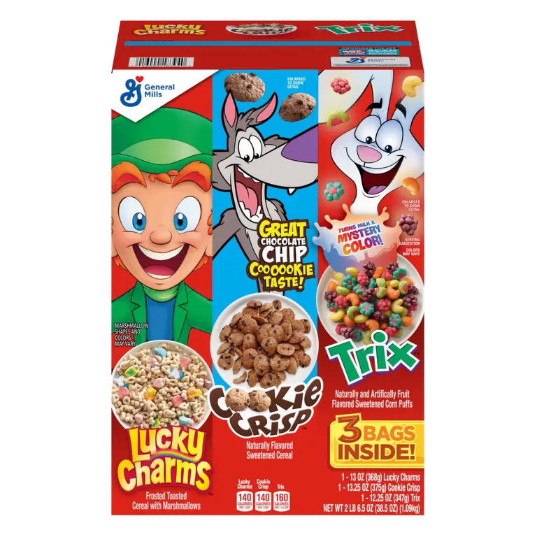 Lucky Charms, Cookie Crisp, Trix Cereal