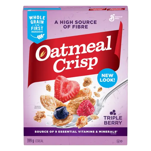 Oatmeal Crisp Cereal High Fibre and Whole Grains Triple Berry 399 g