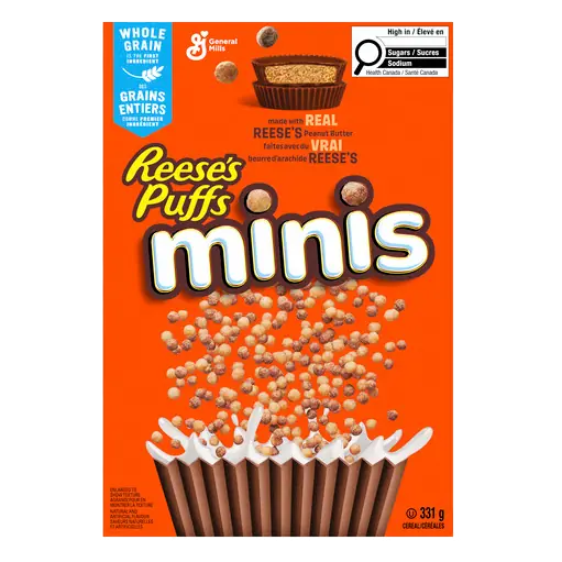 Reese's Puffs Minis Breakfast Cereal Peanut Butter Chocolate Whole Grains 331 g