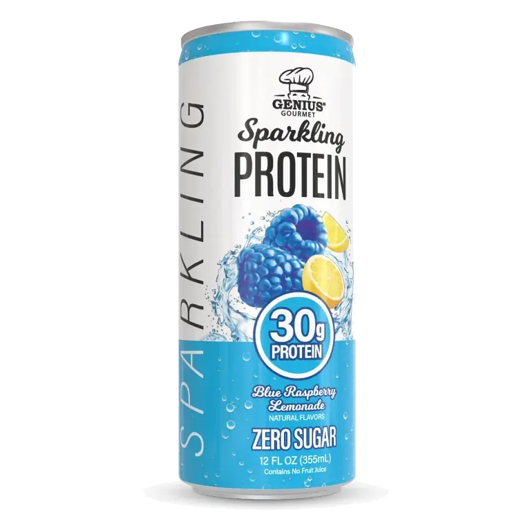 Genius Gourmet Blue Raspberry Lemonade Sparkling Clear 30g Protein Shakes, 12 fl oz