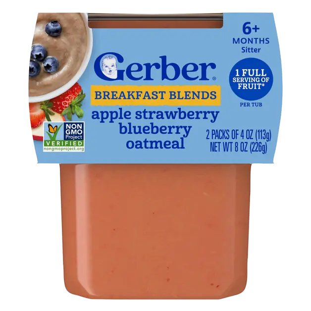 2nd Baby Food Apple Strawberry Blueberry with Mixed Cereal - 2 ct