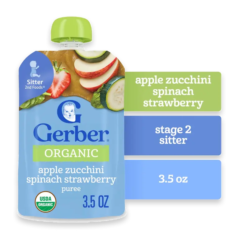 2nd Foods Organic Apple Zucchini Spinach Strawberry Pouch