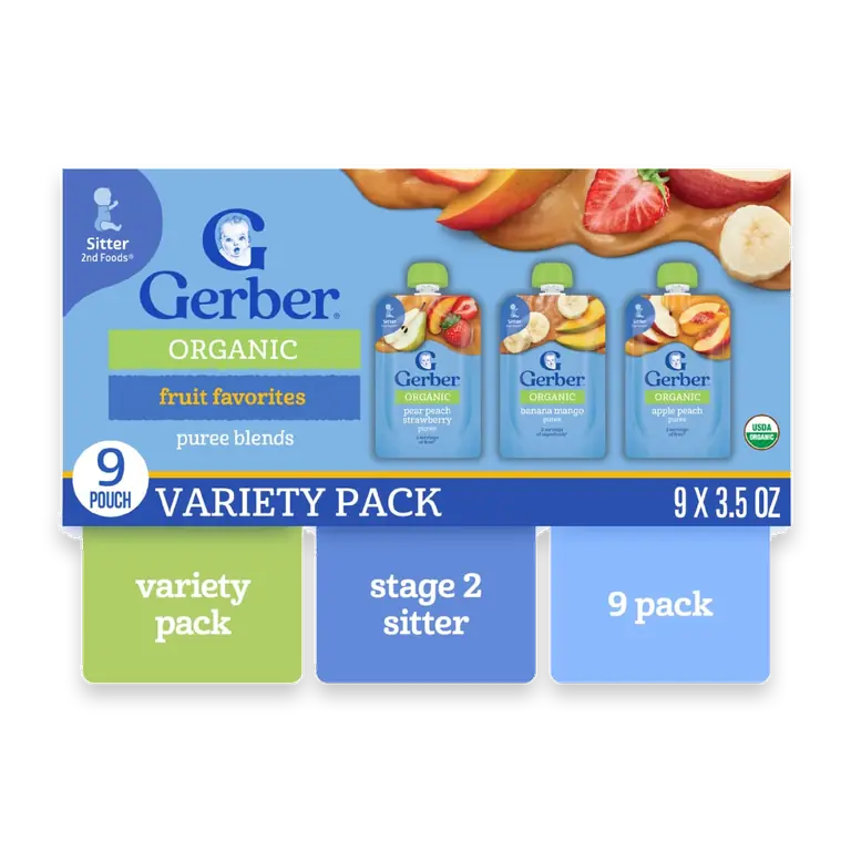 2nd Foods Organic Baby Food Variety Pack Fruit Favorites Pouches (9 Pack)